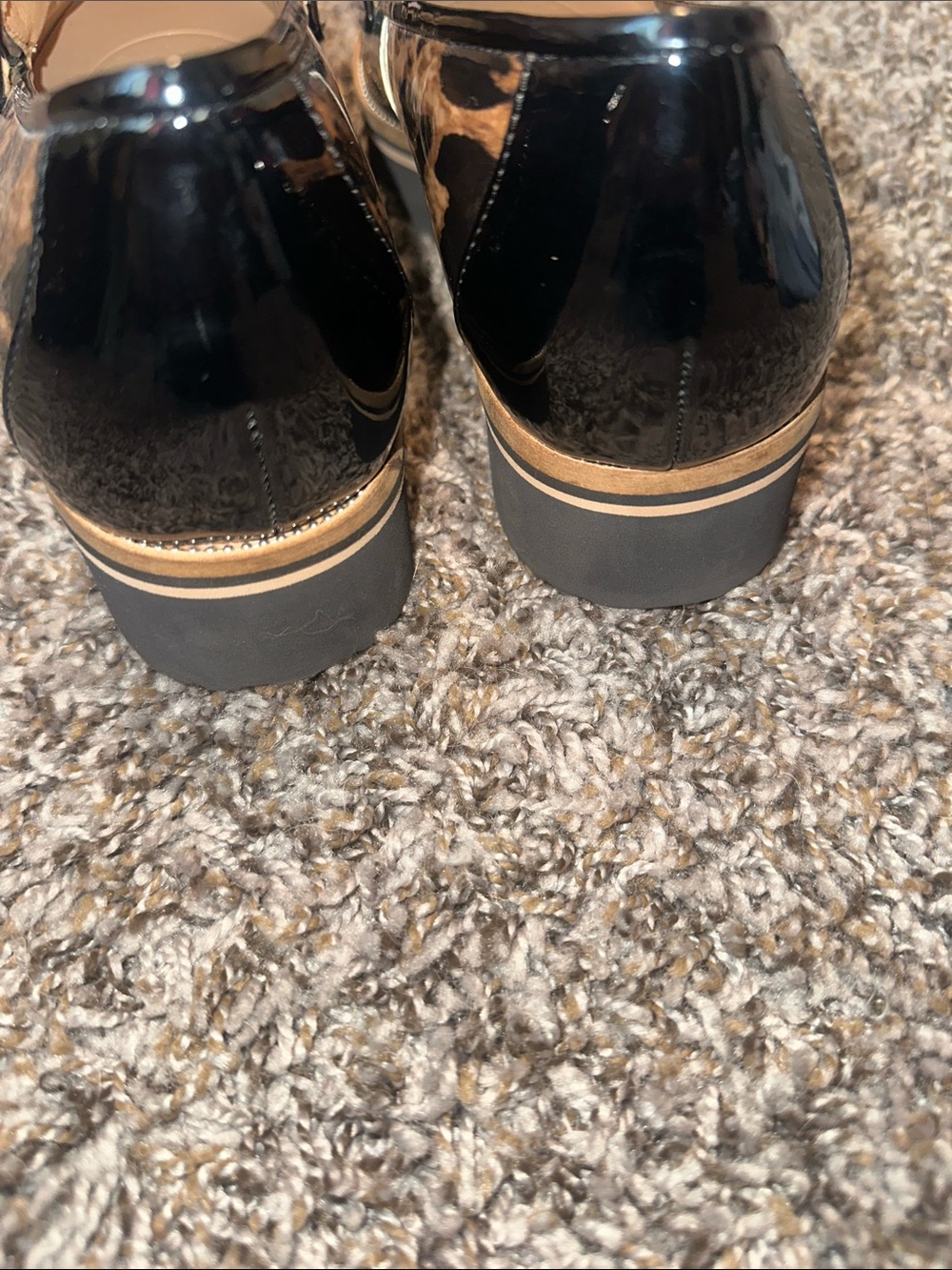 Alex Marie Leopard Patent Loafers in Black and Tan - Picture 7 of 8